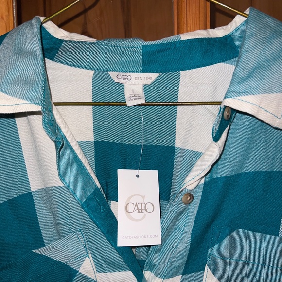 NWT Cato Long Sleeve Flannel Shirt Dress - Picture 2 of 3